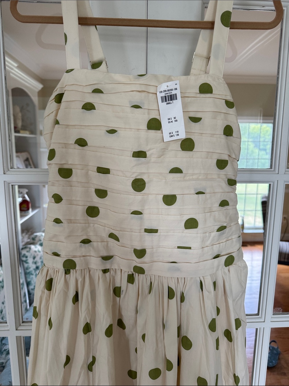 Abercrombie & Fitch Cream Sundress with Green Polka Dots - Picture 3 of 12
